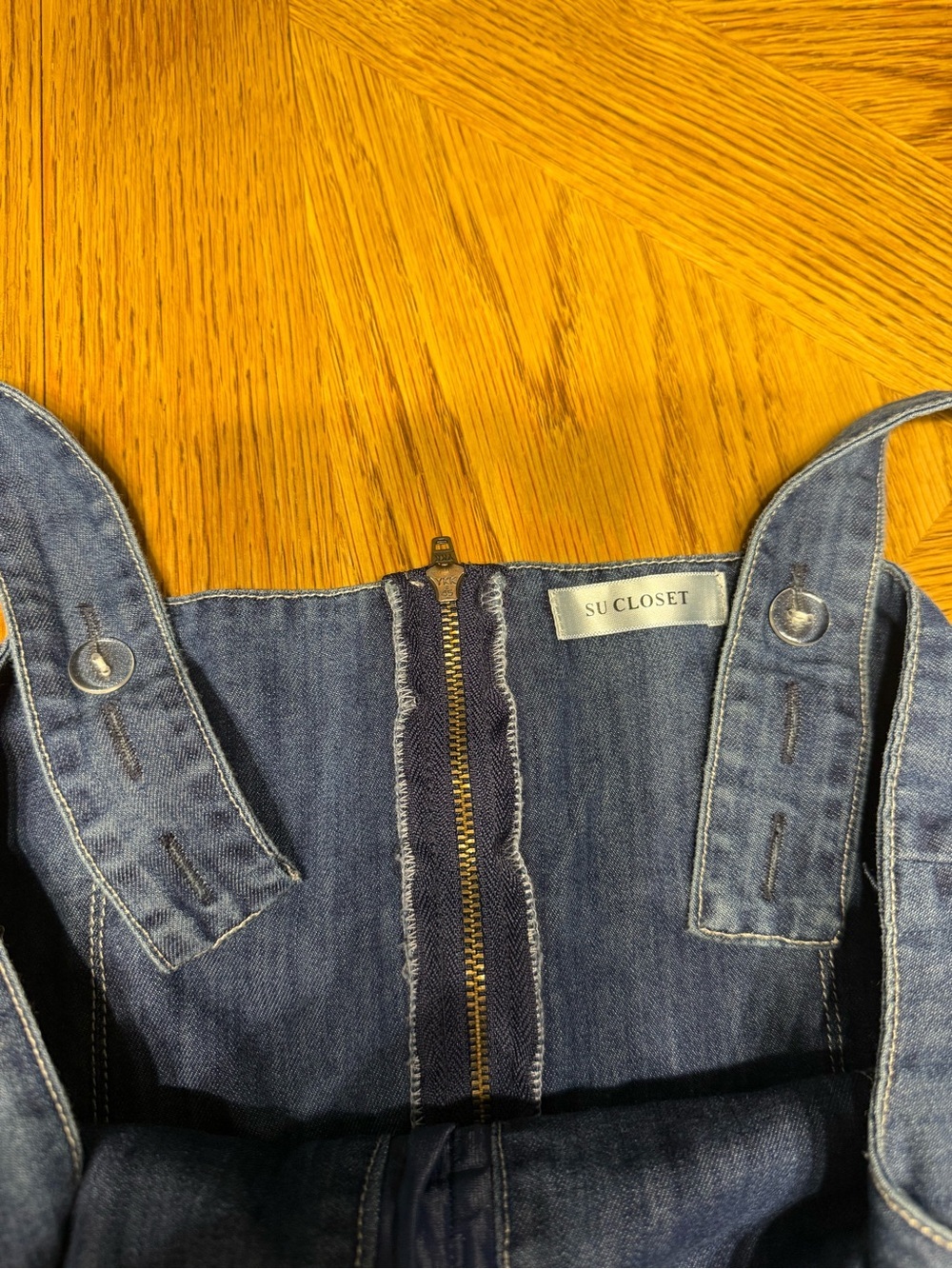 Denim Maxi Dress with Button Front and Pockets - Picture 8 of 13